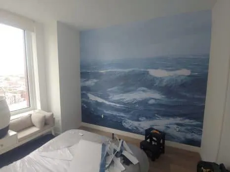 Non-woven wallpaper installation Clinton Hill, Brooklyn, NYC